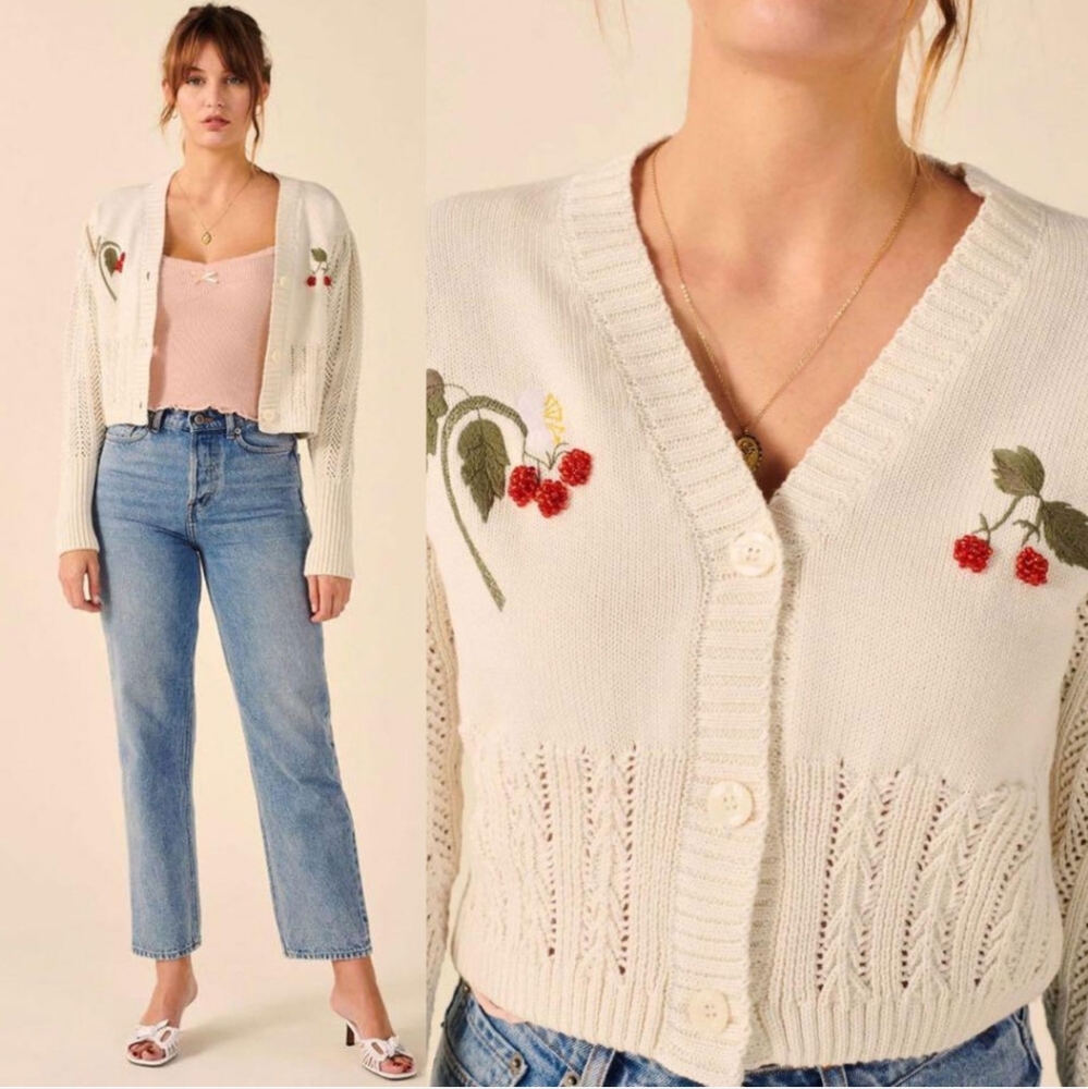 Rouje Jojo Cardigan with Floral Embroidery